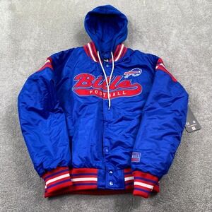 Ultra Game Buffalo Bills Varsity Jacket Mens Medium Blue Hooded NFL